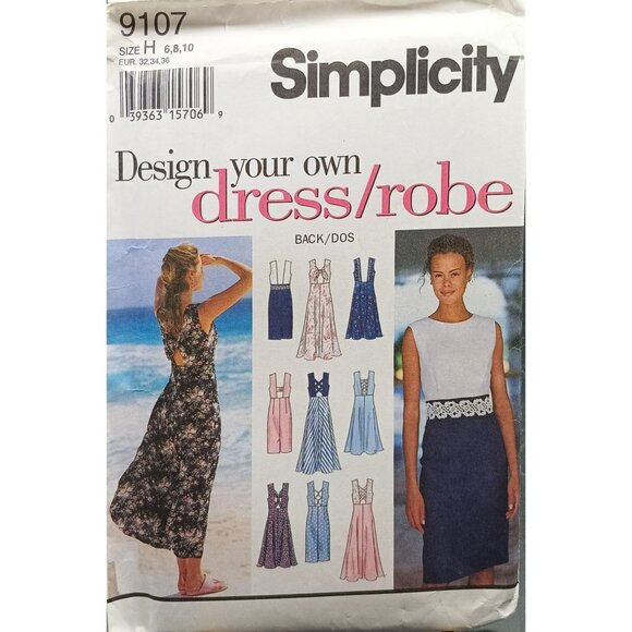 UNCUT Simplicity Design Your Own Dress & Robe Vintage Sewing Pattern 9107 Misses - Picture 1 of 2